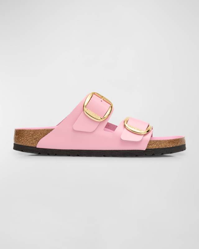 Arizona Leather Dual-Buckle Slide Sandals
